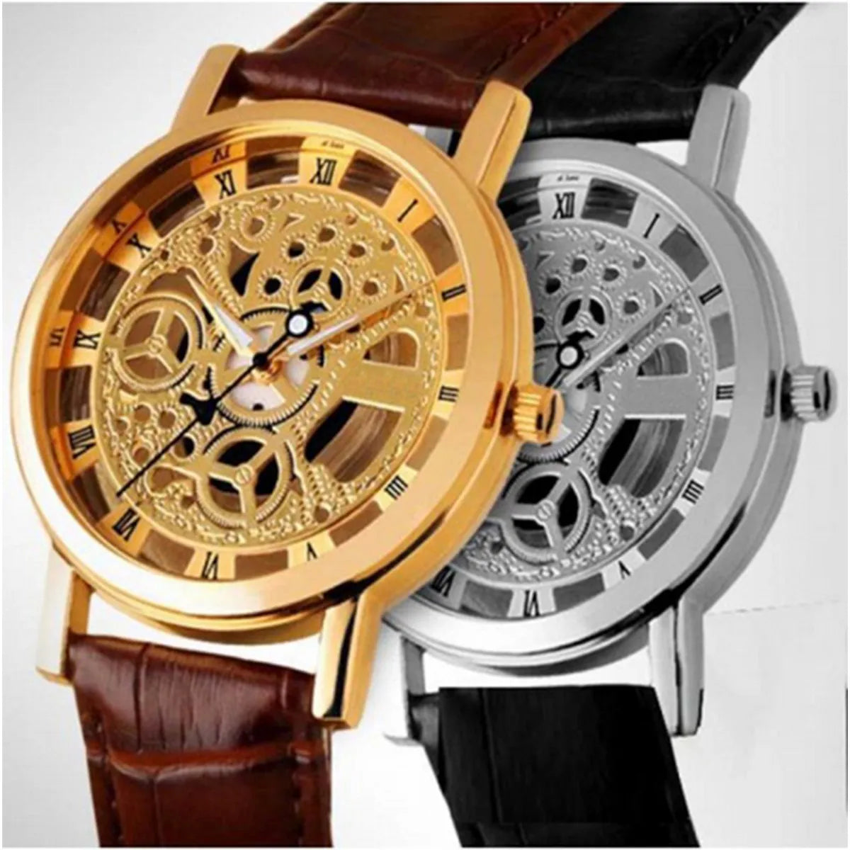 Leather Skeleton Watche for Men
