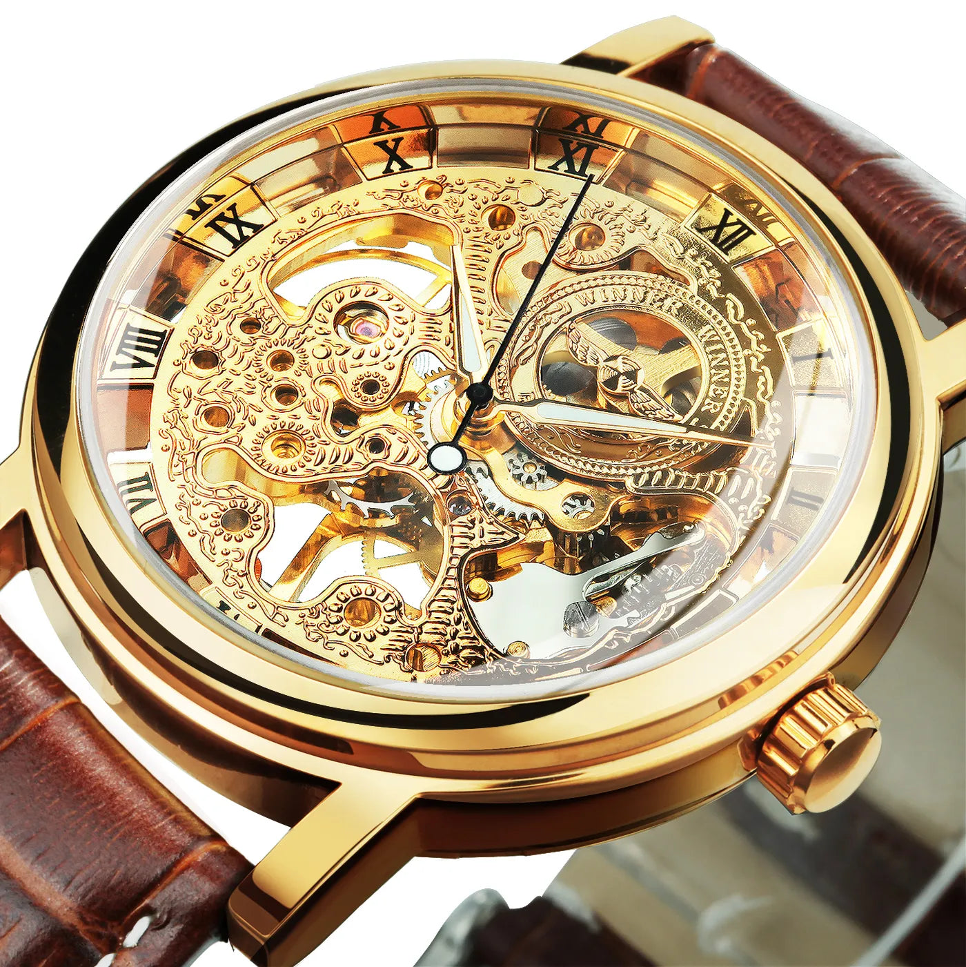 Leather Skeleton Watche for Men